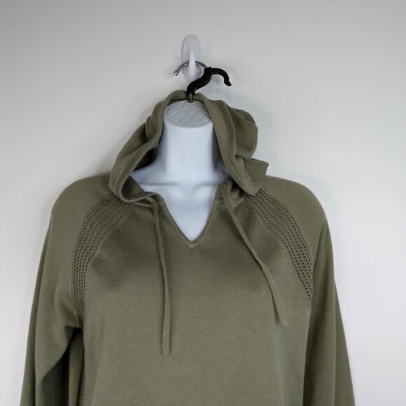 Athleta Evergreen Hoodie Knit Sweater Olive Green Size XS - Picture 12 of 16